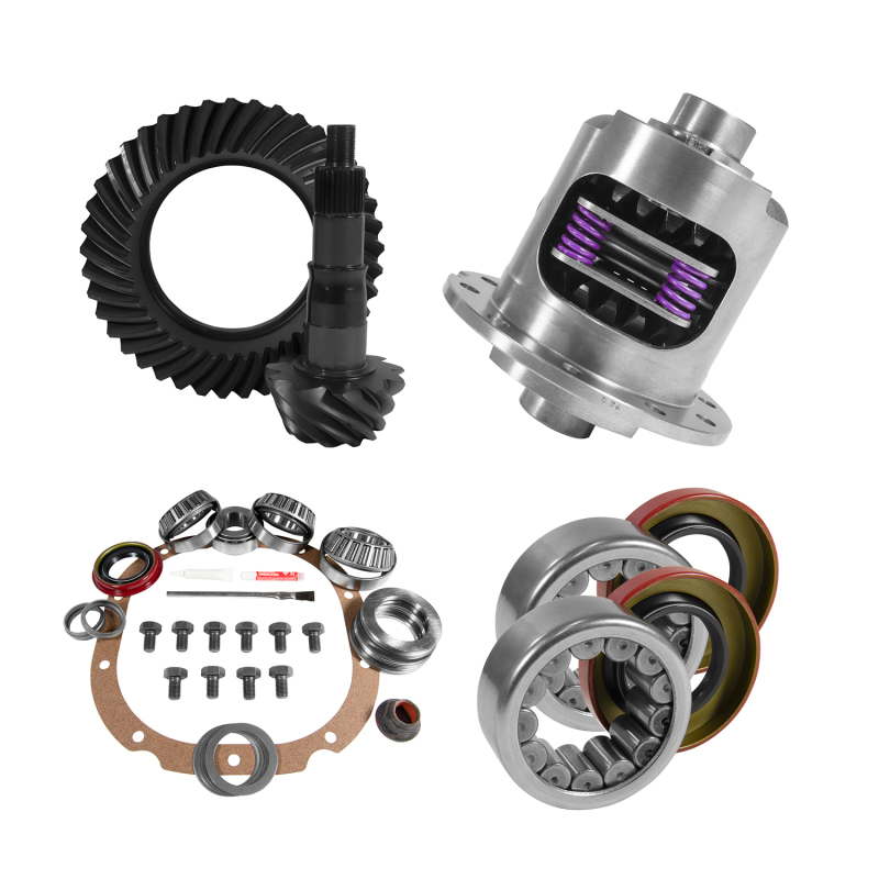 Ford F150 Differential Install Kit - Rear - Yukon Gear & Axle - 4.56 Ratio Rear Ring & Pinion Gear Set + 31 Spline Yukon Dura Grip Limited Slip Positraction + 2.99in Axle Bearings - `10-`27